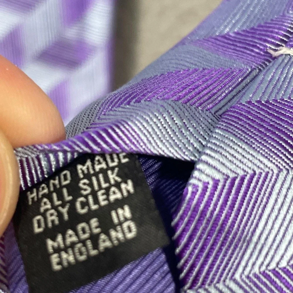 Richard‎ James Savile Row Silk Tie Purple Chevron England Mens Necktie